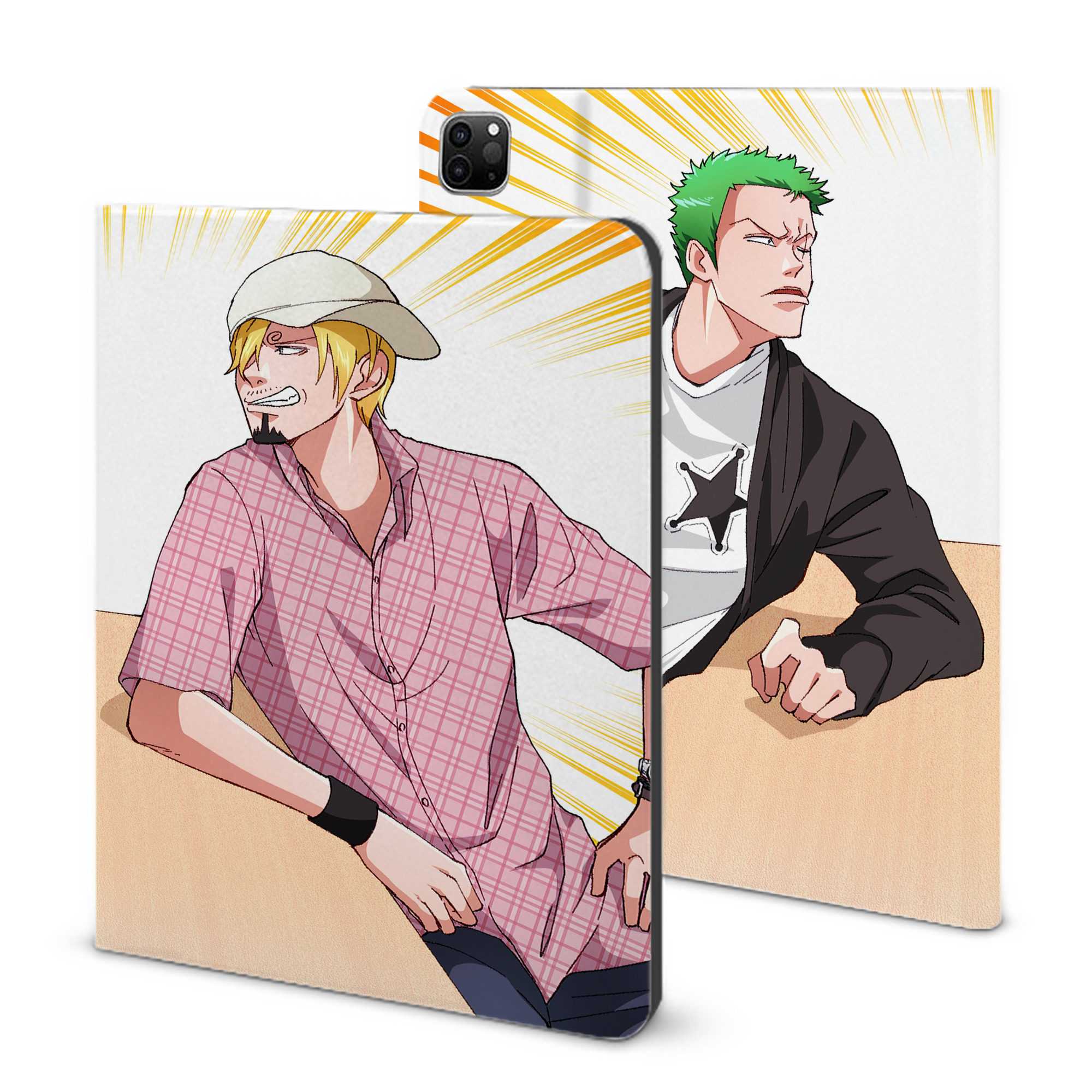 ワンピース ONE PIECE IPad ケース ブック型 PUレザー TPU 耐衝撃 軽量 薄型 ペン収納なし 全面保護 IPad 各モデル対応